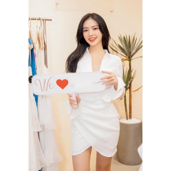 Váy sơ mi đắp cheo trắng thumb