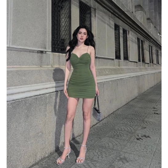 Váy body lưới dây đan xanh thumb