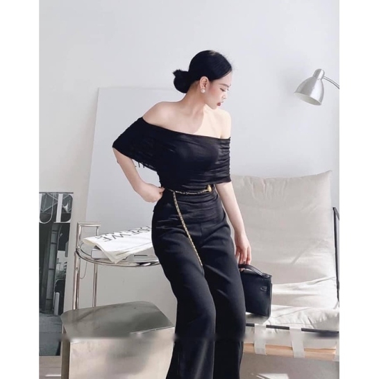 Set áo trễ vai + quần suông thumb