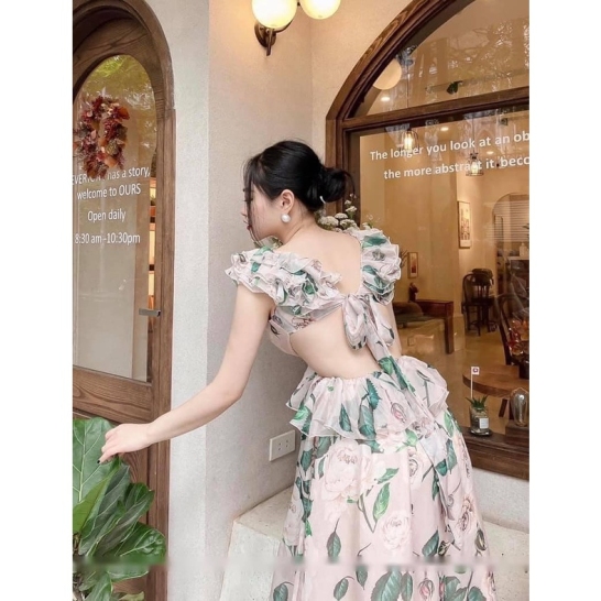 Maxi trễ vai thắt nơ lưng. thumb