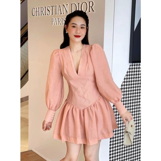 Váy đũi 3 màu tay bồng thumb