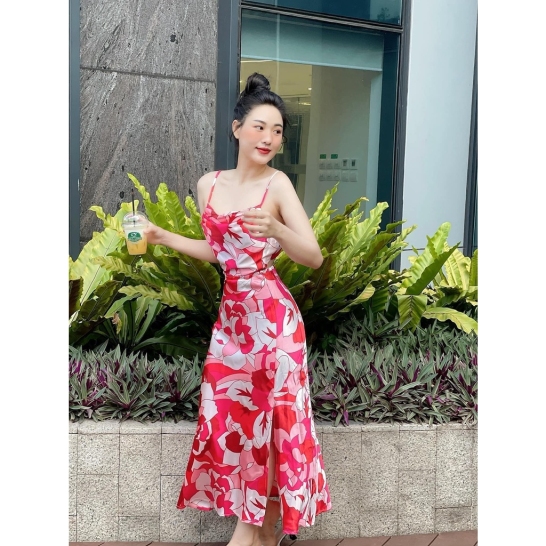 Váy 2s đỏ hoa thumb