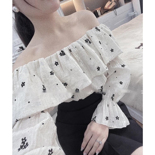 Set áo trễ vai hoa bi thumb