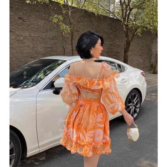 Váy tơ cam thumb