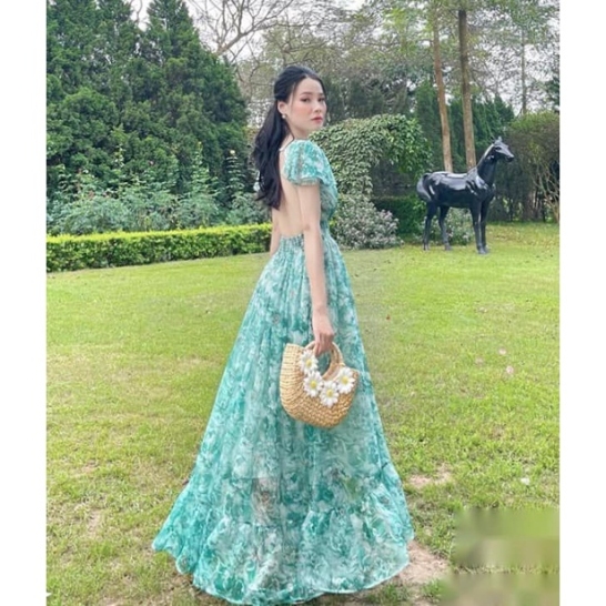 Maxi hoa hở lưng 2 màu thumb