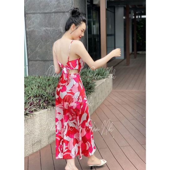 Váy 2s đỏ hoa thumb