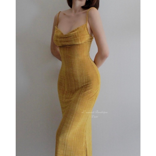 Váy nhung 2s 2 màu (màu vàng) thumb