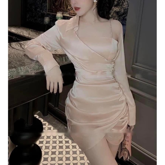 Váy lụa nhún eo 2 màu thumb