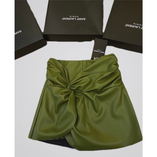 Chân váy da xanh rêu cao cấp thumb