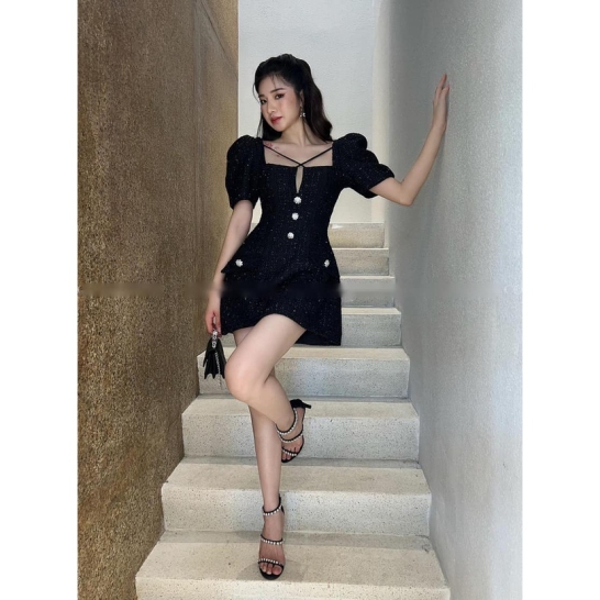 Váy dạ đá dây chéo thumb