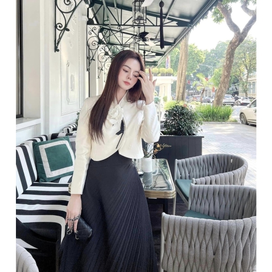 Set áo gấm hoa + CV li lệch TKCC thumb