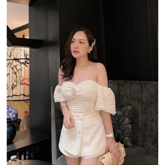 Set áo trễ vai + CV cúc thumb