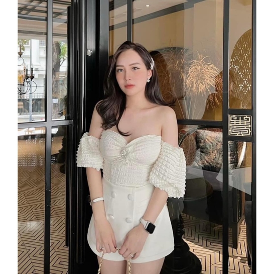 Set áo trễ vai + CV cúc thumb