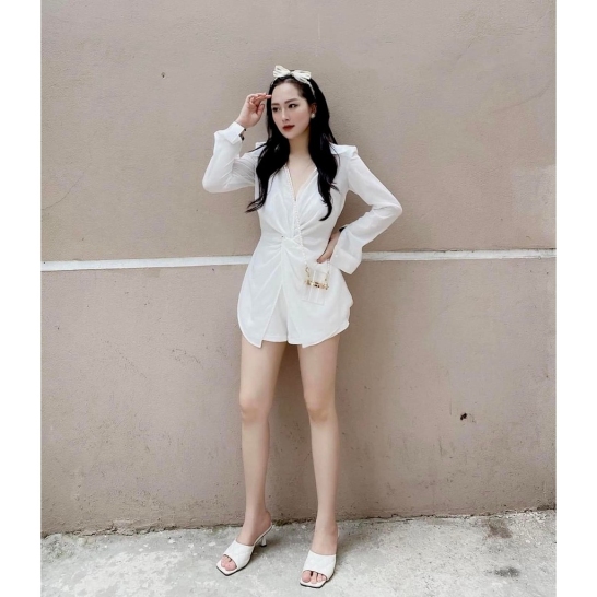 Set sơ mi xoắn eo 2 màu thumb