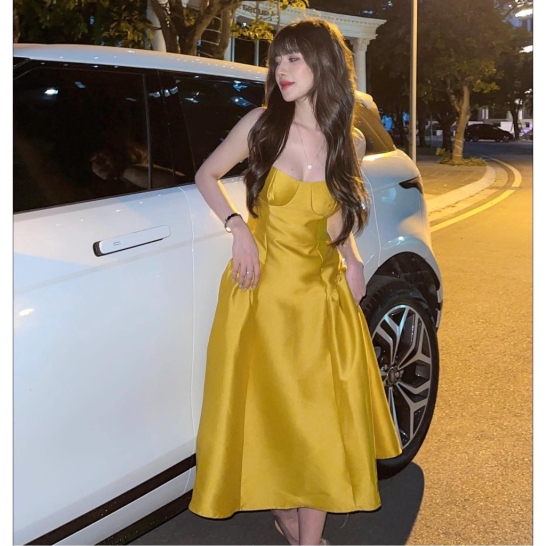 Váy tafta chiết eo 3 màu thumb