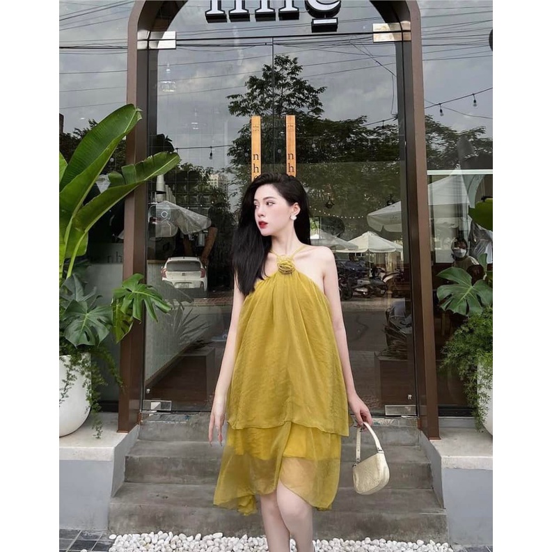 Váy tơ yếm tag hoa