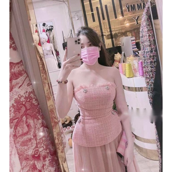 Set dạ quây chân váy lưới