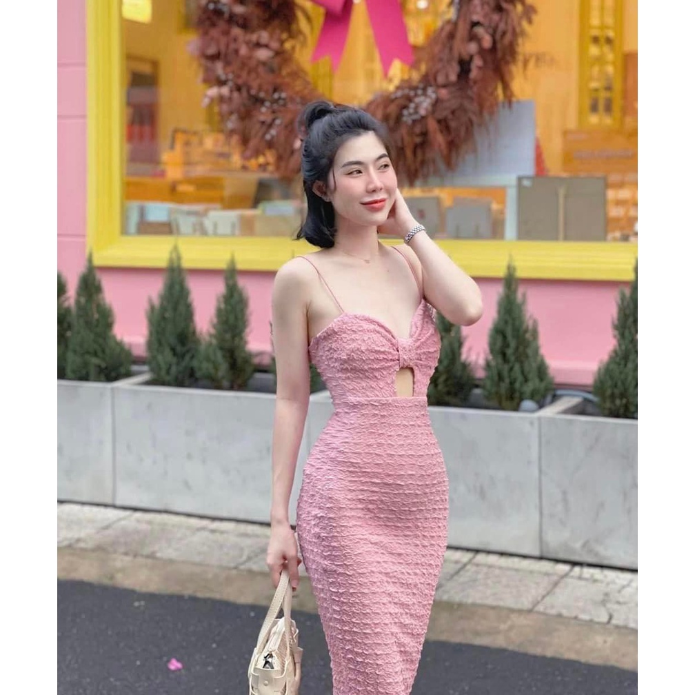 Váy xốp khoét nơ 4 màu