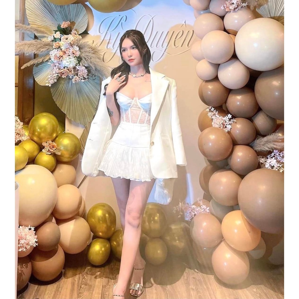 Set áo 2s + chân váy phối lưới