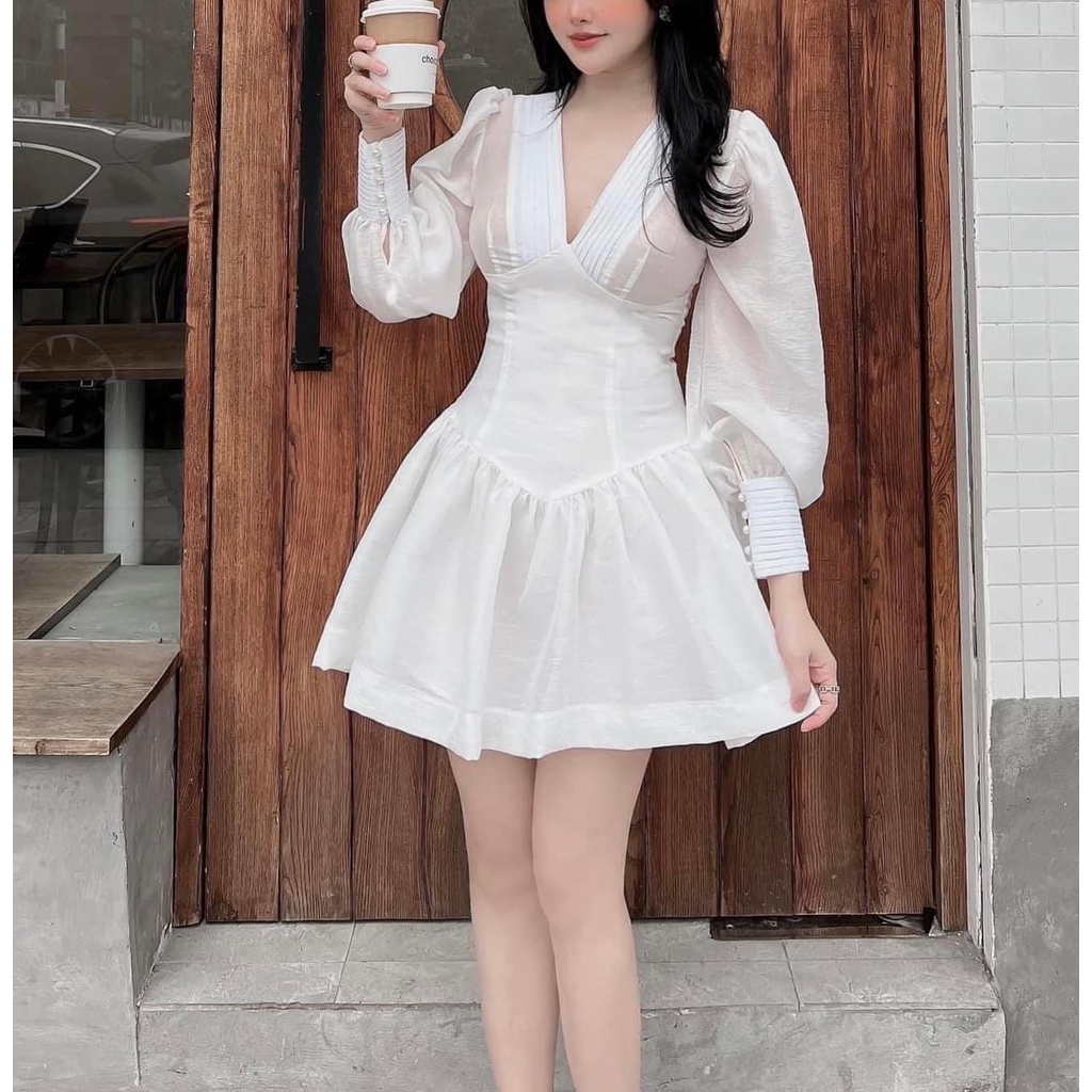 Váy đũi 3 màu tay bồng