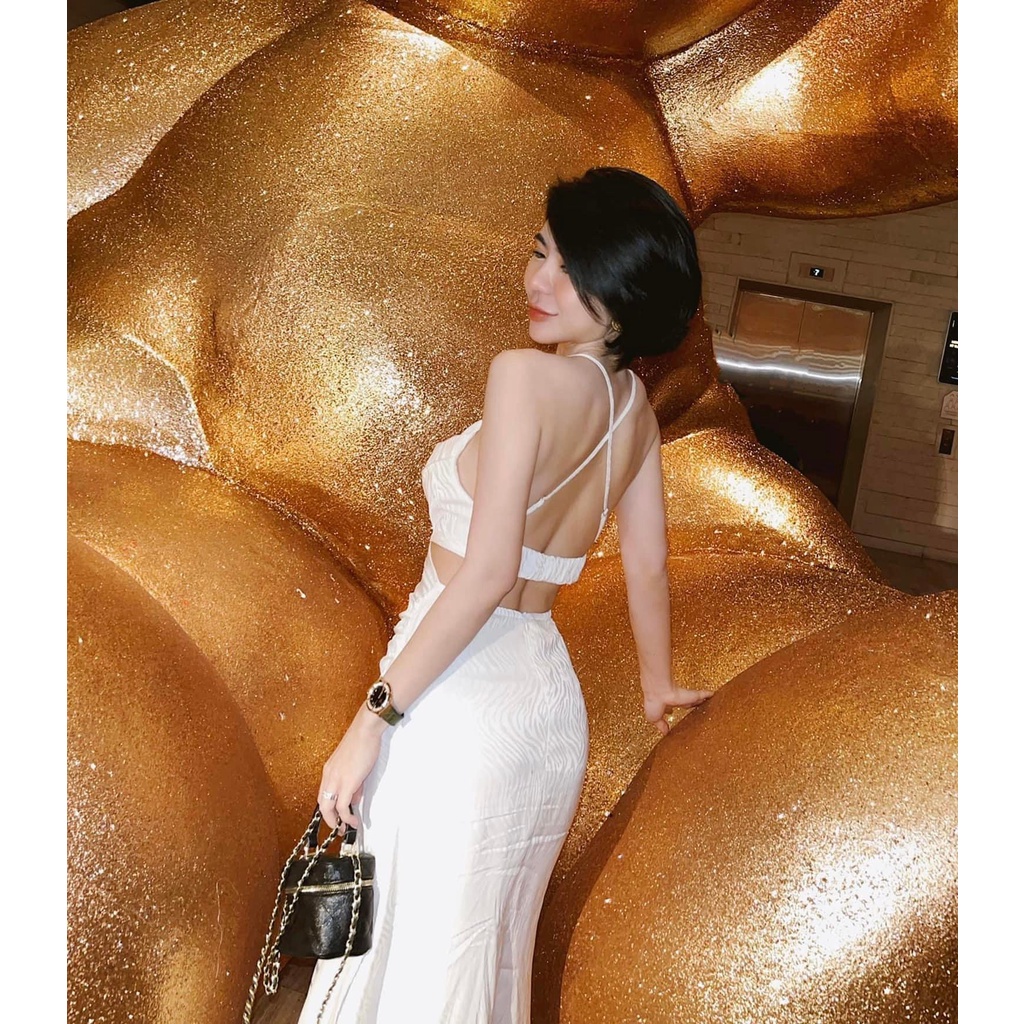 Maxi lụa hở lưng 4 màu