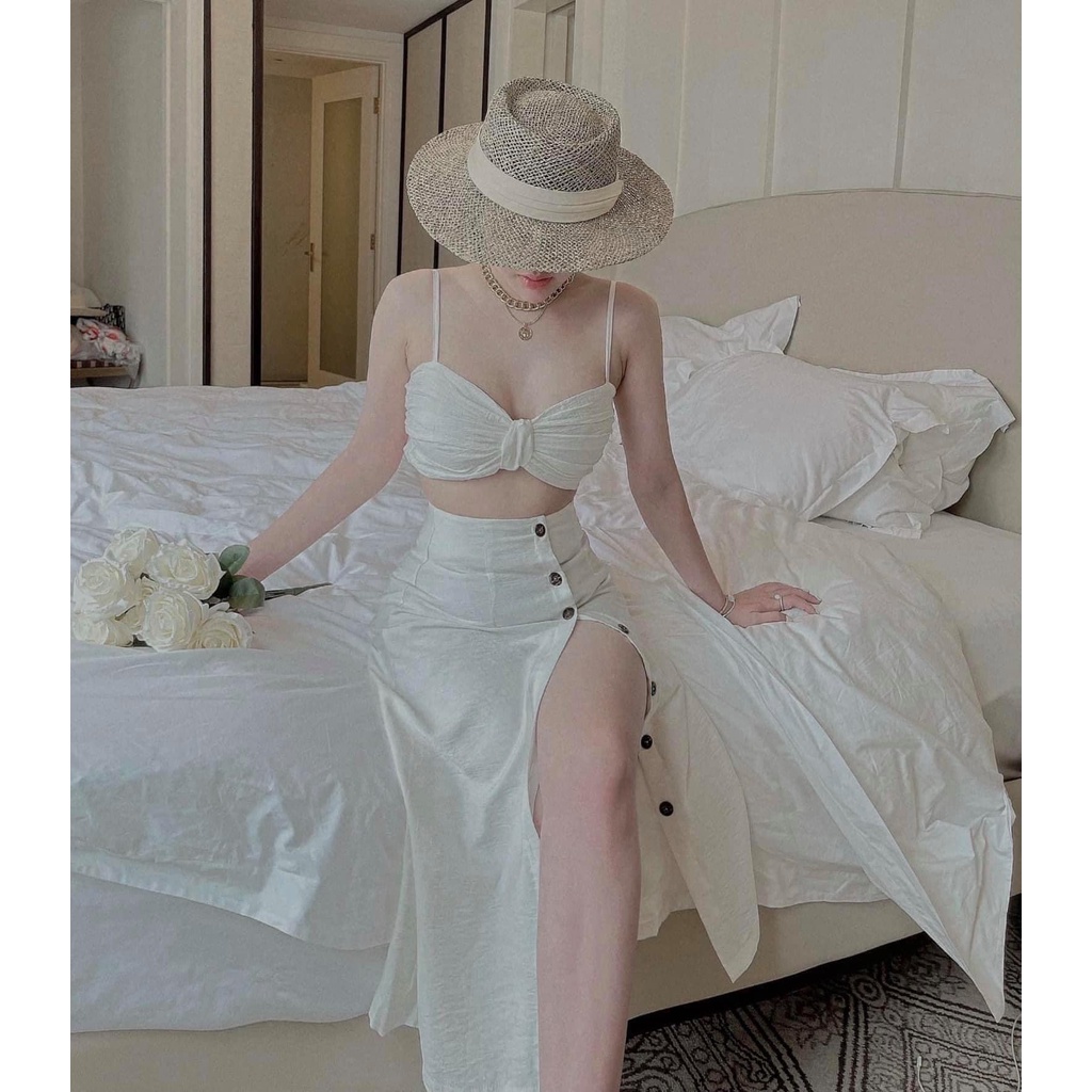 Set áo linen 2 màu