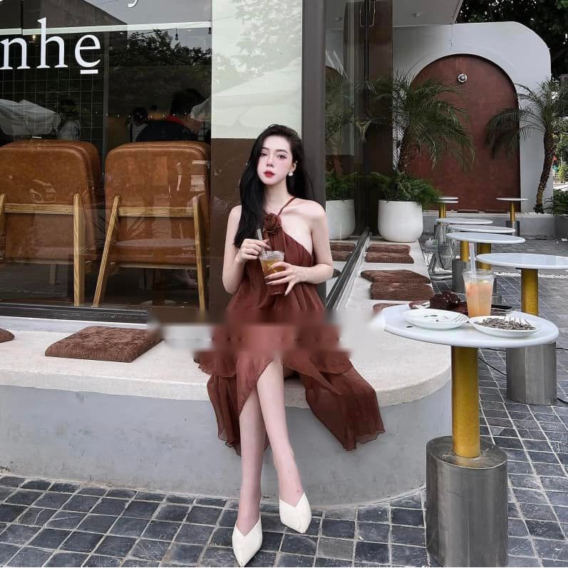 Váy tơ yếm tag hoa