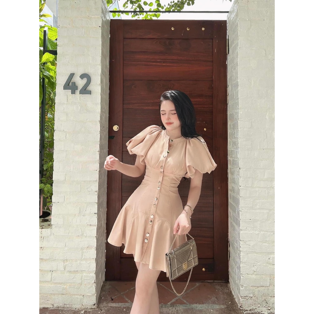 Váy cúc tay bồng