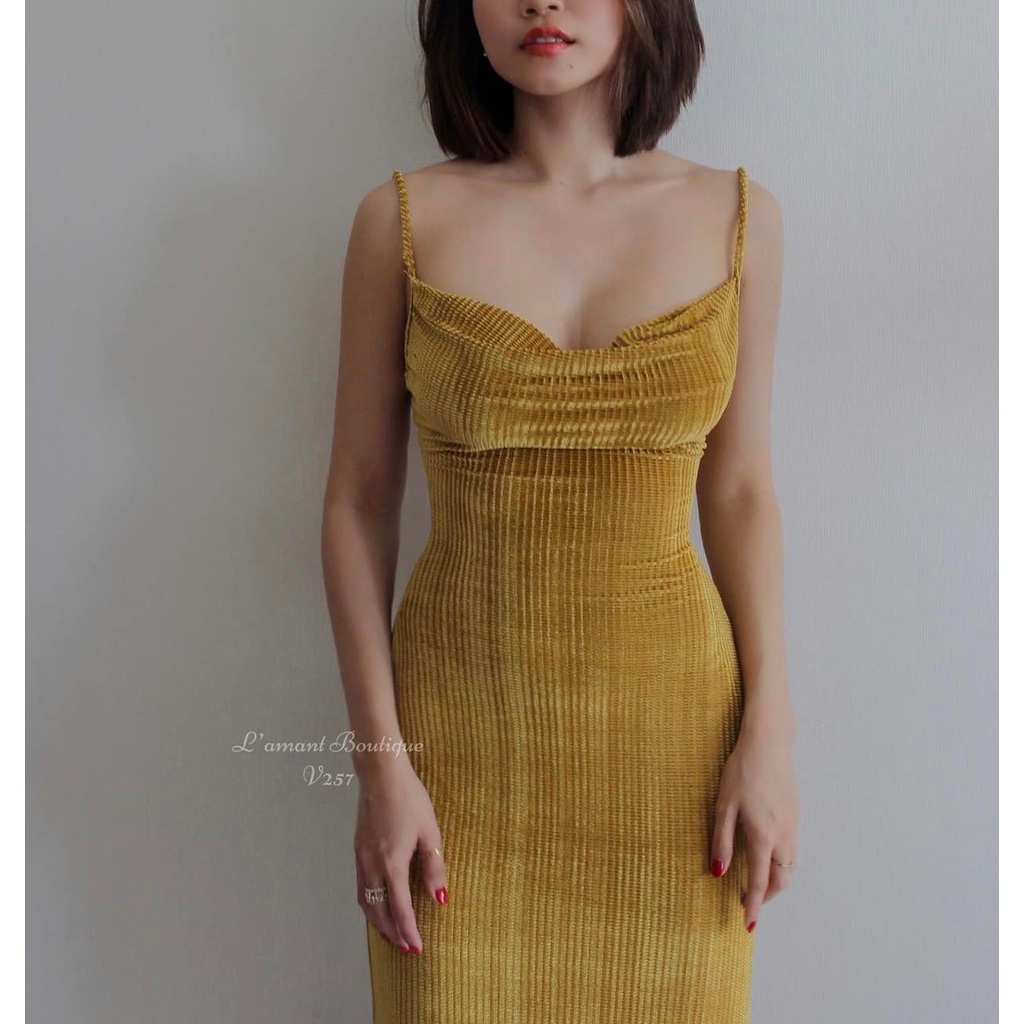 Váy nhung 2s 2 màu (màu vàng)