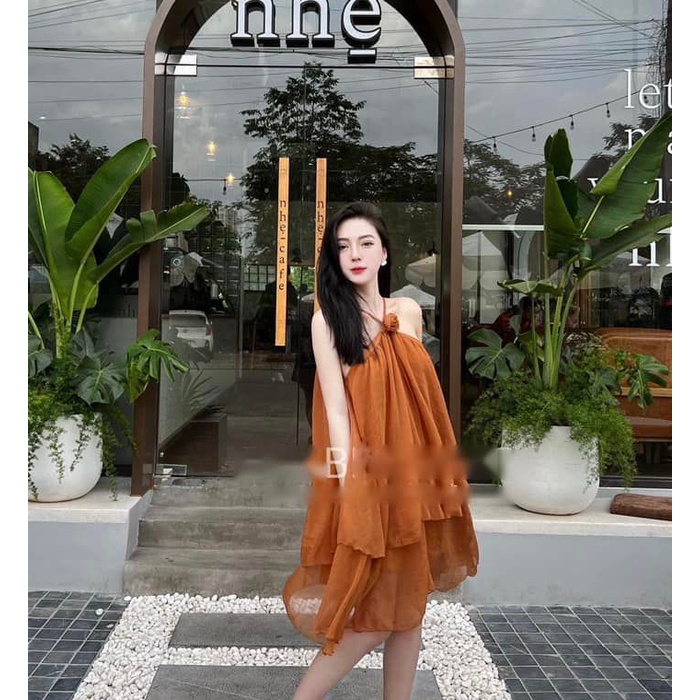 Váy tơ yếm tag hoa