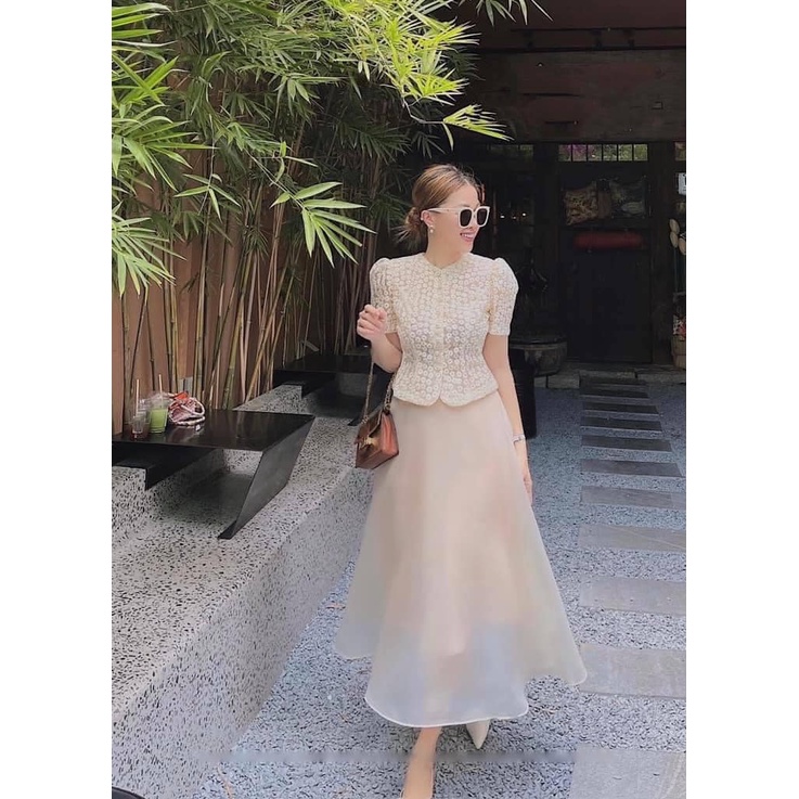 Set hồng ren cv voan