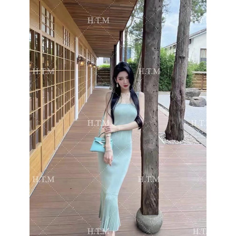 Váy len trắng - xanh