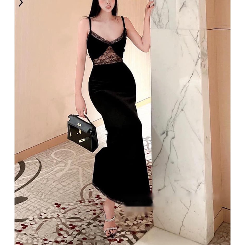 Váy nhung ren 2 dây