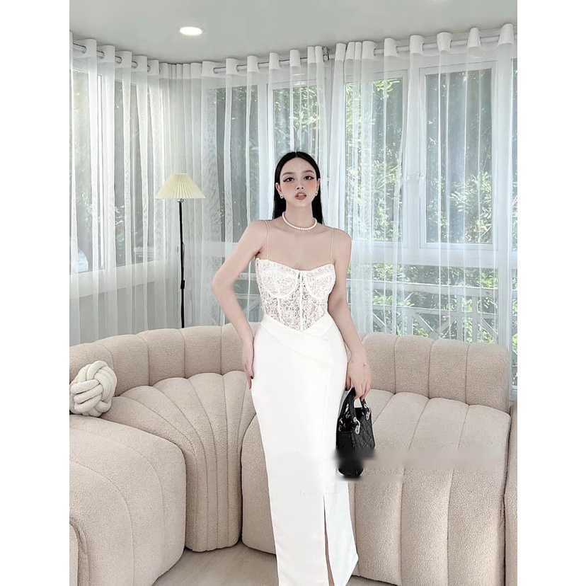 Set áo ren + cv lệch tafta 2 màu