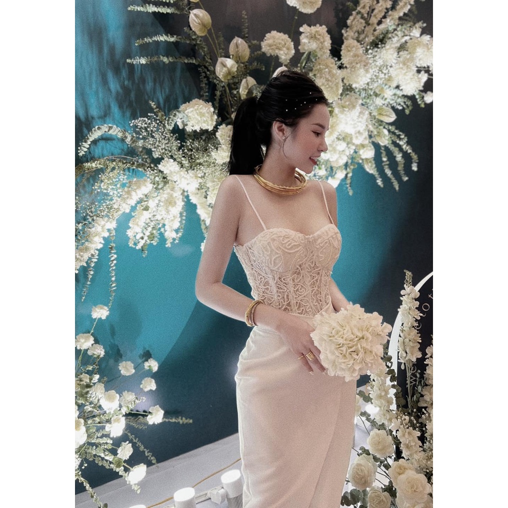 Set áo ren + cv lệch tafta 2 màu