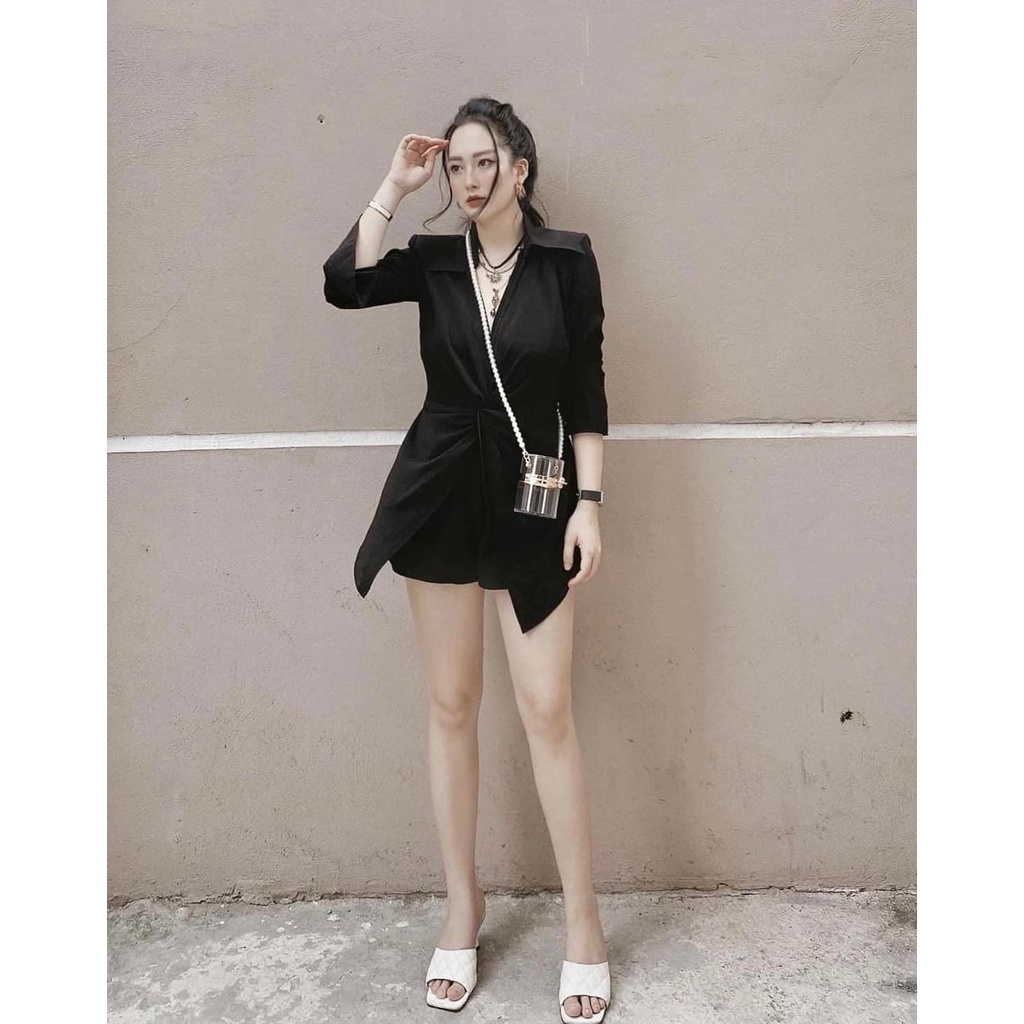 Set sơ mi xoắn eo 2 màu