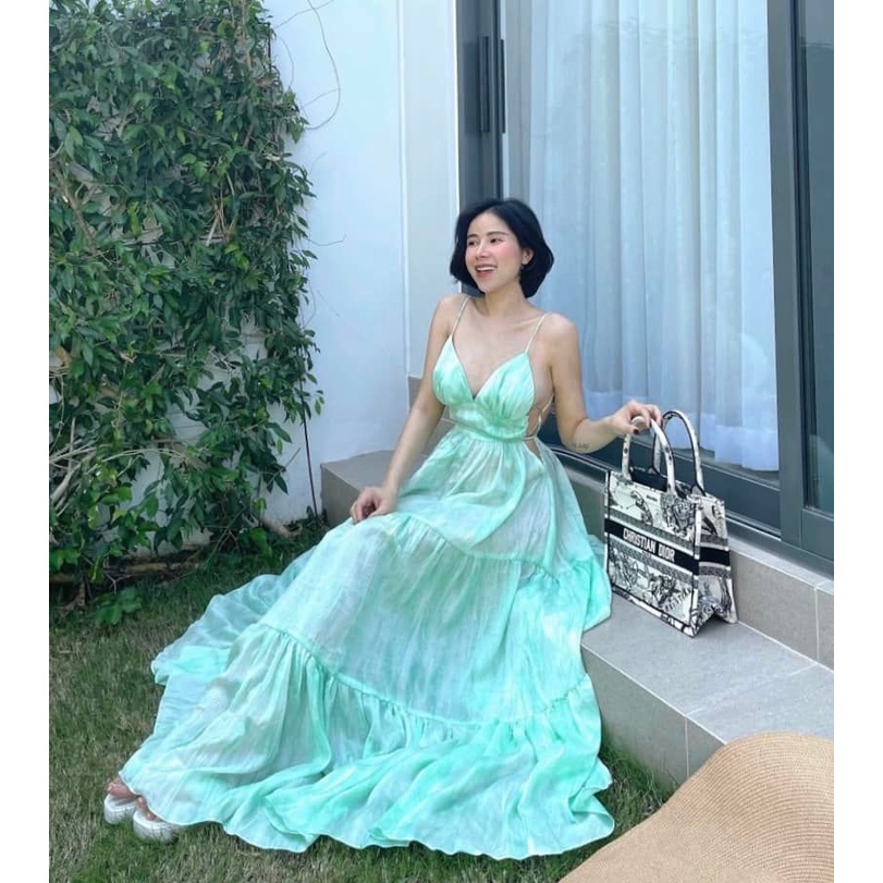 Maxi loang hở lưng 4 màu