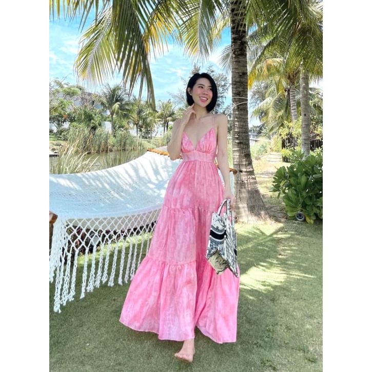 Maxi loang hở lưng 4 màu