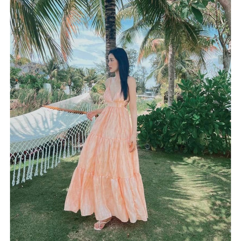 Maxi loang hở lưng 4 màu