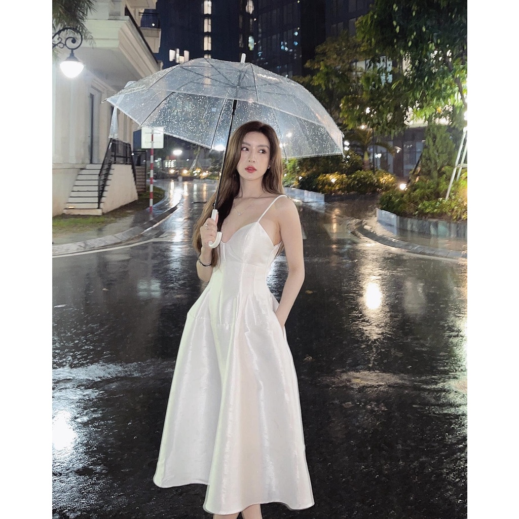 Váy tafta chiết eo 3 màu