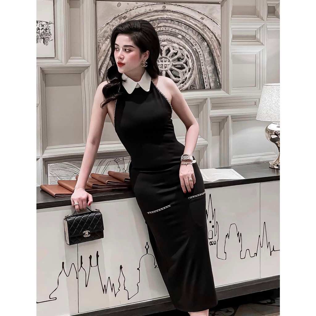 Váy yếm dáng dài.