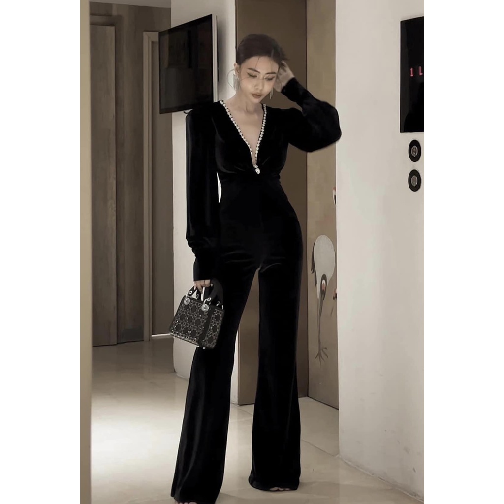 Jumpsuit nhung đá