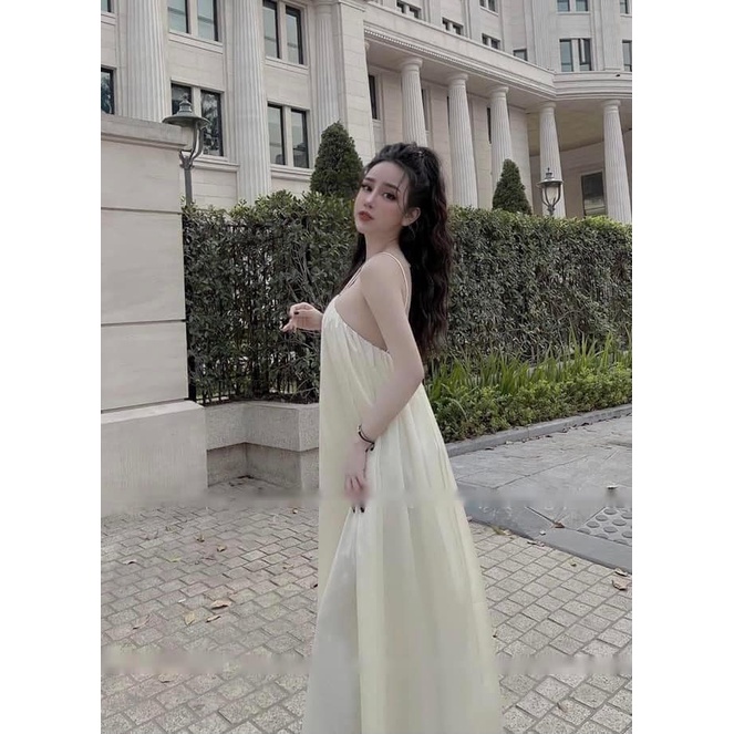 Maxi lụa yếm suông 2 màu