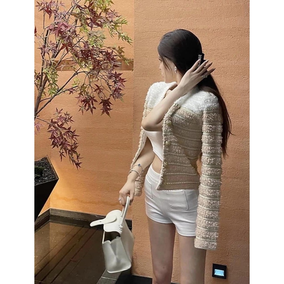 Áo khoác kẻ hai màu QCCC