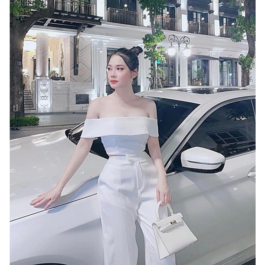 Set áo trễ vai + quần tây