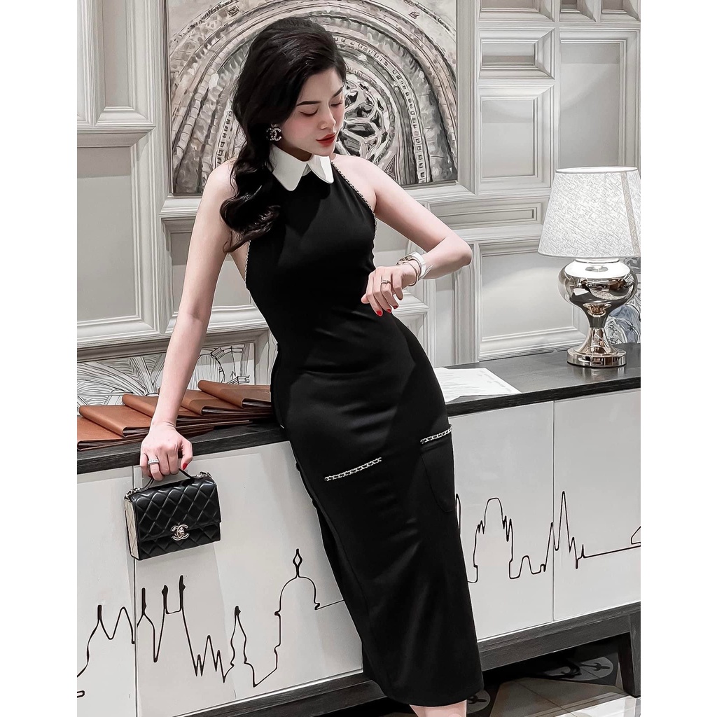 Váy yếm dáng dài.